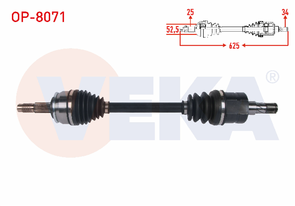 KOMPLE AKS SOL ON UZUNLUK 625mm OPEL MOKKA 1.6 M-T 2012- / CHEVROLET TRAX 1.6 M-T 2012-