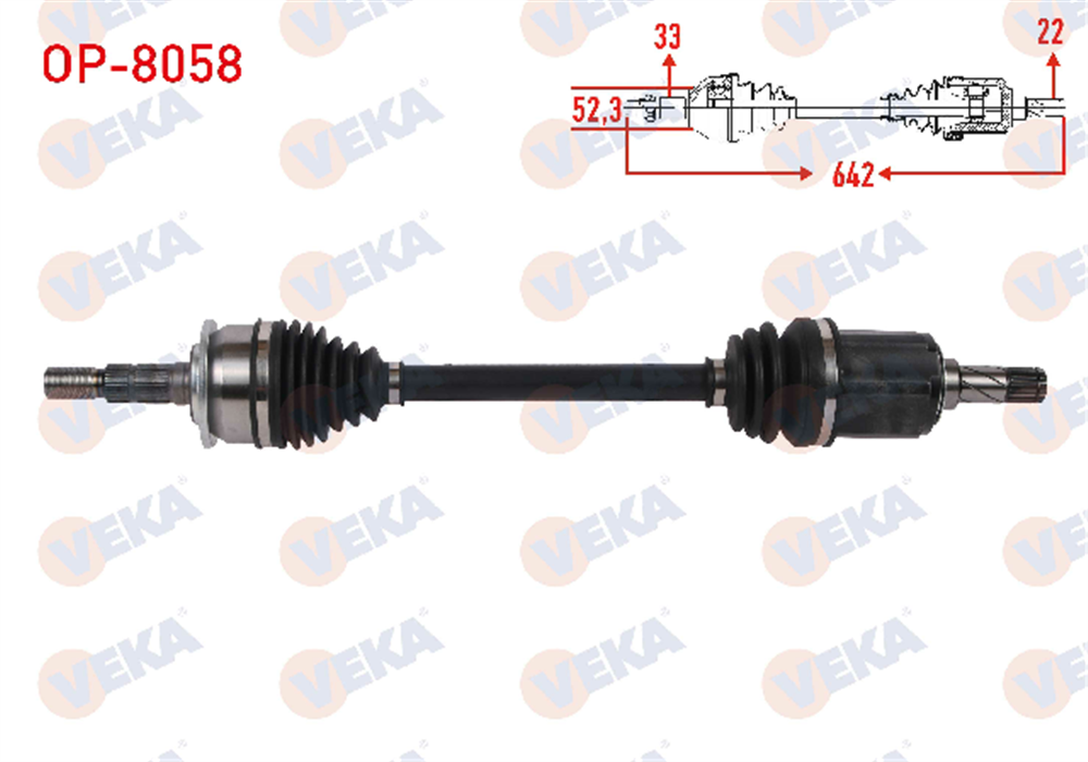 KOMPLE AKS SOL ON UZUNLUK 642mm OPEL ASTRA K 1.0 T - 1.4i M-T 2015-