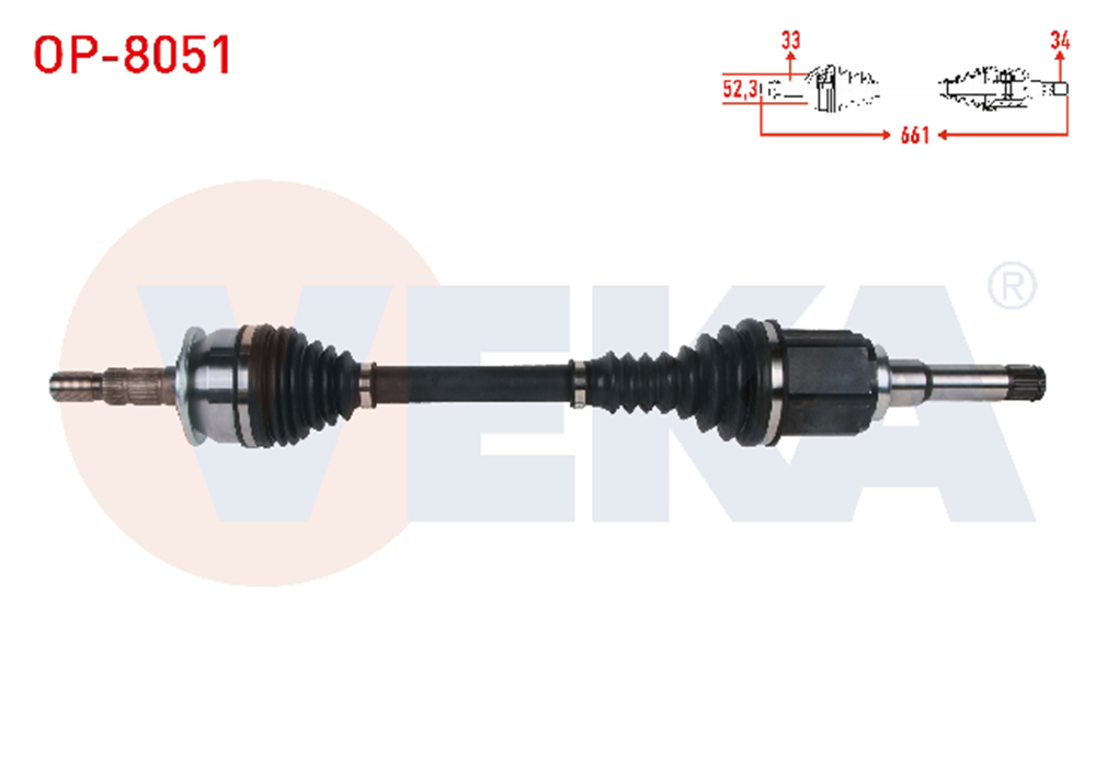 KOMPLE AKS SOL UZUNLUK 661mm OPEL ASTRA K 1.6 CDTI - 1.6 TURBO A/T 2015-