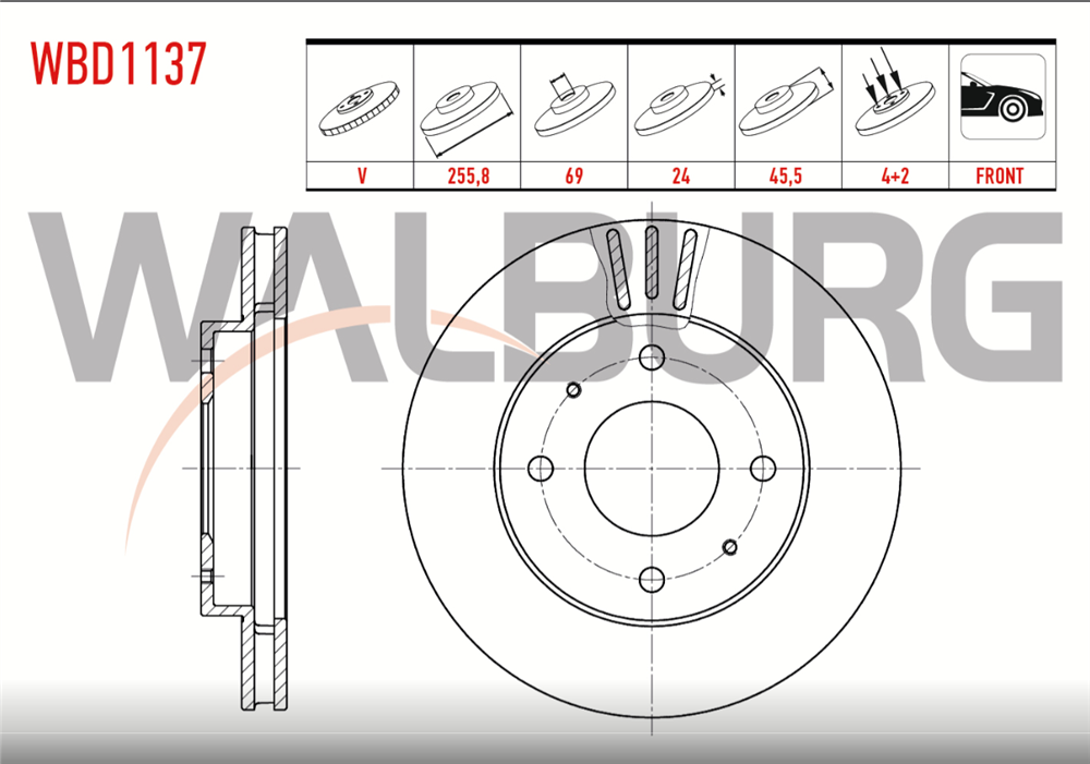 MITSUBISHI CARISMA 1,6 ON FREN DISKI 255,8X24MM 1995-2000 (VEKA)