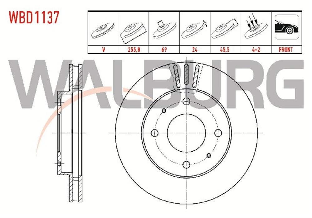 MITSUBISHI CARISMA 1,6 ON FREN DISKI 255,8X24MM 1995-2000 (VEKA)