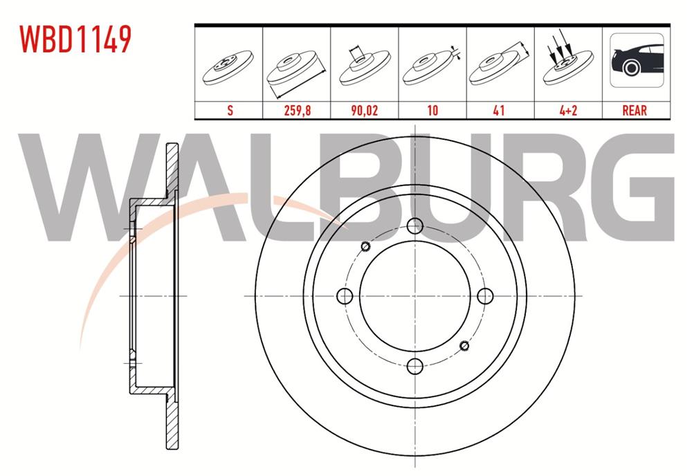 MITSUBISHI CARİSMA 96-05 ARKA FREN DİSK 260MM (WALBURG)