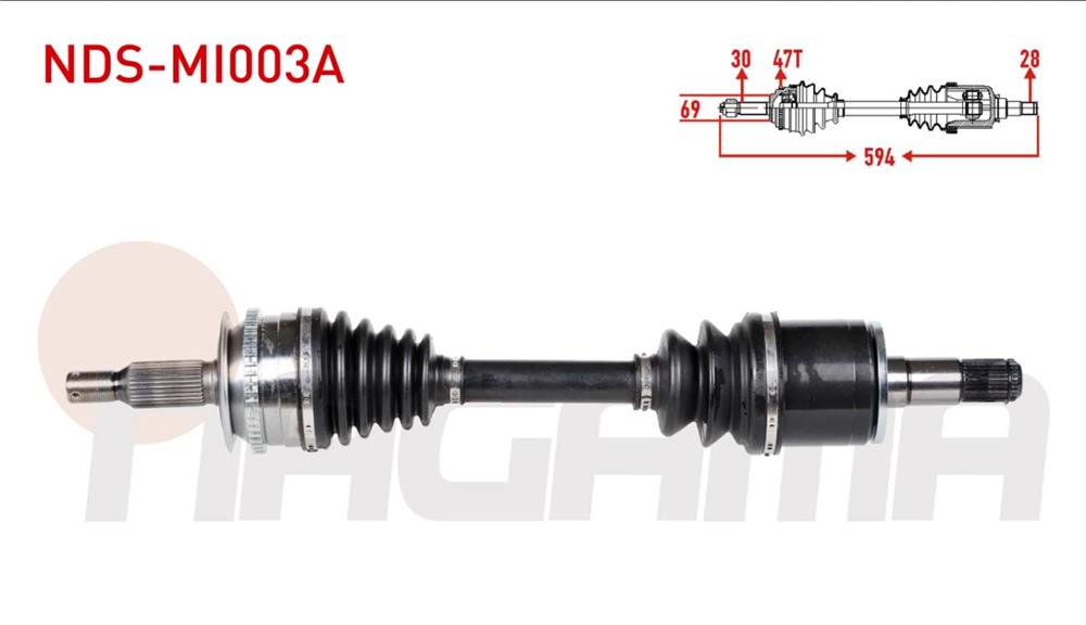 MITSUBISHI L-200 15=> AKS KOMPLE SOL 4X4 594MM MR580692 (NAGAMA)