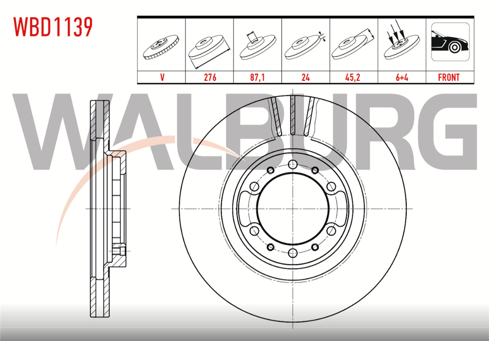 MITSUBISHI L-200 ON FREN DISKI  2,5TD 4WD 276X24MM (VEKA)