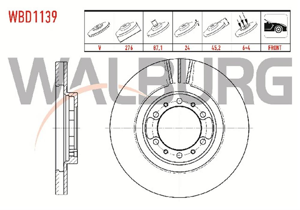 MITSUBISHI L-200 ON FREN DISKI  2,5TD 4WD 276X24MM (VEKA)