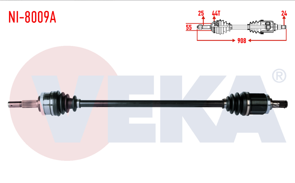 NİSSAN ALMERA 00-07 AKS KOMPLE SAĞ ABS'Lİ N16 OTOM./MANUEL 908MM (VEKA)