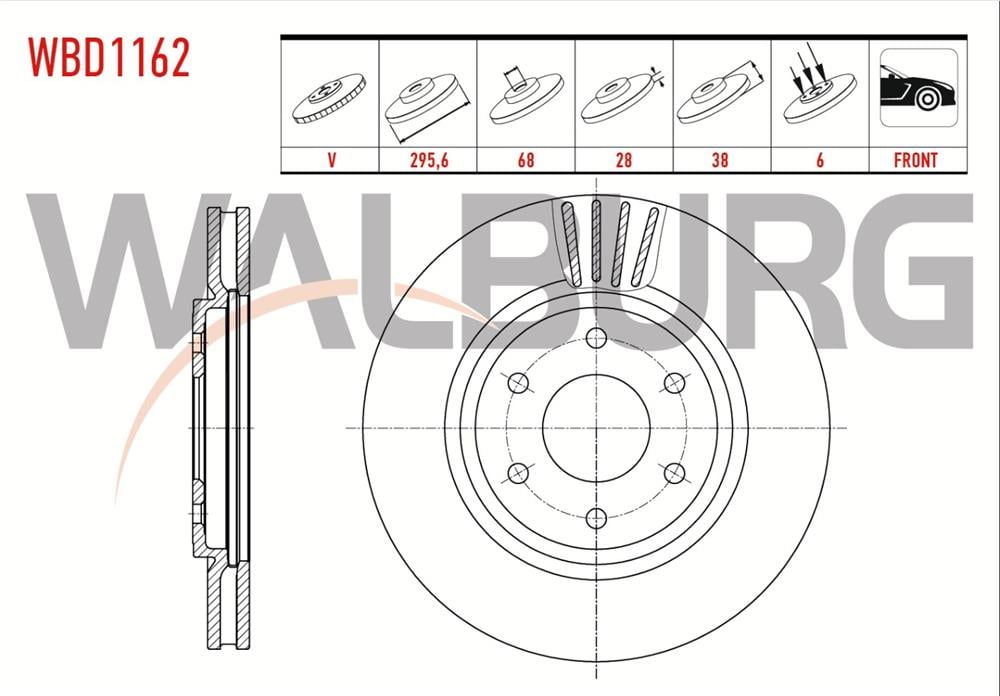 NİSSAN NAVARA 05-15  ÖN FREN DİSKİ 296MM 6 BIJON (WARLBUG)