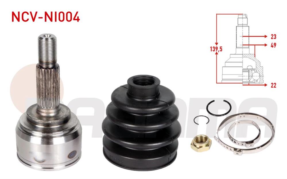 NİSSAN NOTE 06-13 AKS KAFASI DIŞ SAĞ/SOL 23X22X49,3 1,5 DCİ (NAGAMA)