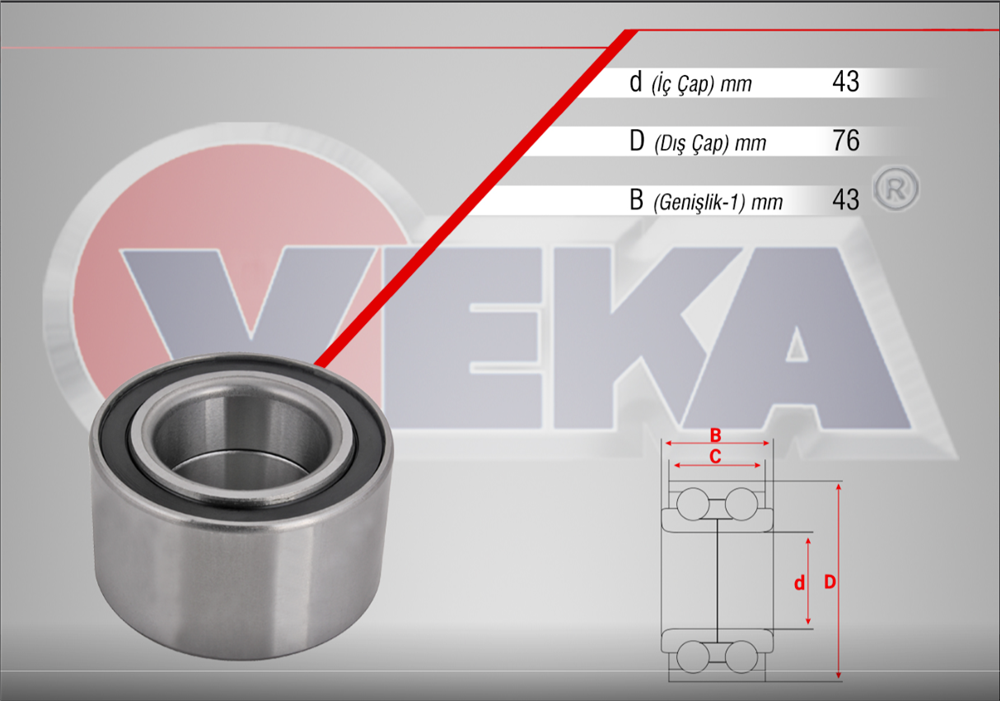 NİSSAN PRİMERA 00-06 ÖN TEKER RULMANI 43X76X43 (VEKA)