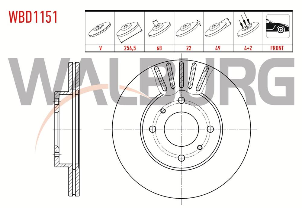 NİSSAN PRİMERA 90-98 ÖN FREN DİSKİ 1,6 16V 256MM 4 BIJON (WALBURG)