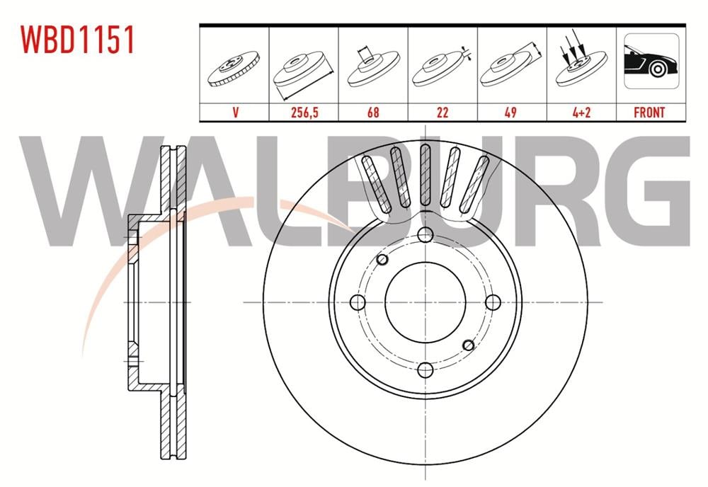 NİSSAN PRİMERA 96-01 ÖN FREN DİSKİ 1,6 16V 256MM 4 BIJON (WALBURG)