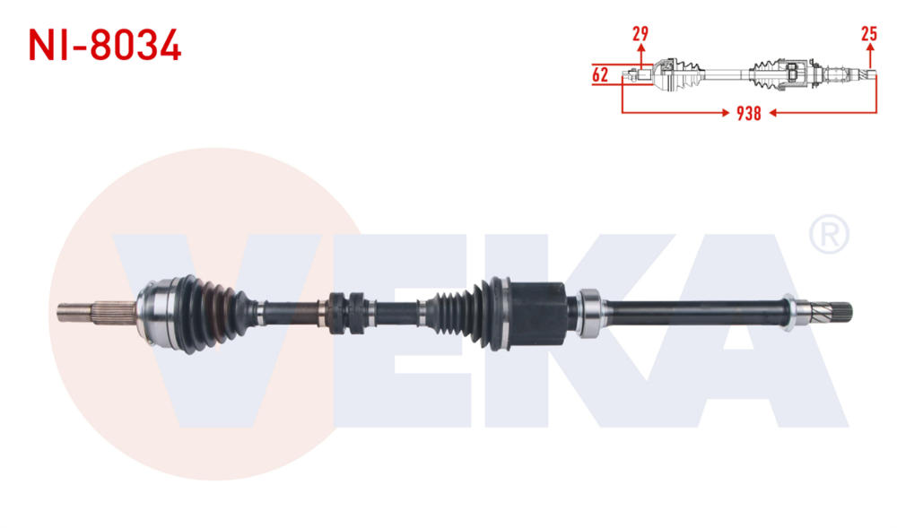 NİSSAN QASHQAI 14=> AKS KOMPLE SAĞ 1,2 DIG OTOMATİK 938MM(VEKA)