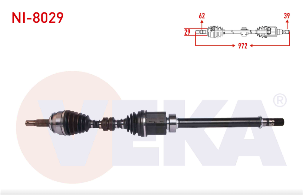 NİSSAN QASHQAI 14=> AKS KOMPLE SAĞ 1,6 DCI MANUEL J11 972MM 39100-4EB0A (VEKA)