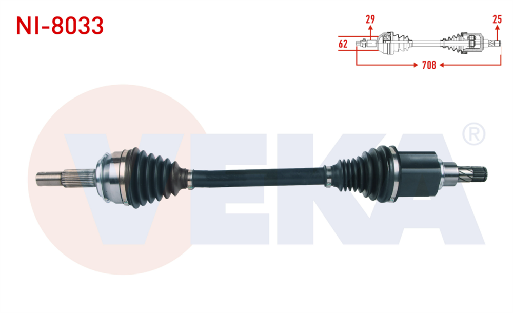 NİSSAN QASHQAI 14=> AKS KOMPLE SOL 1,2 DIG OTOMATİK 708MM (VEKA)
