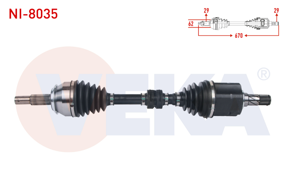 NİSSAN QASHQAI AKS KOMPLE SOL 1,6 DCİ OTOMATİK 670MM (VEKA)