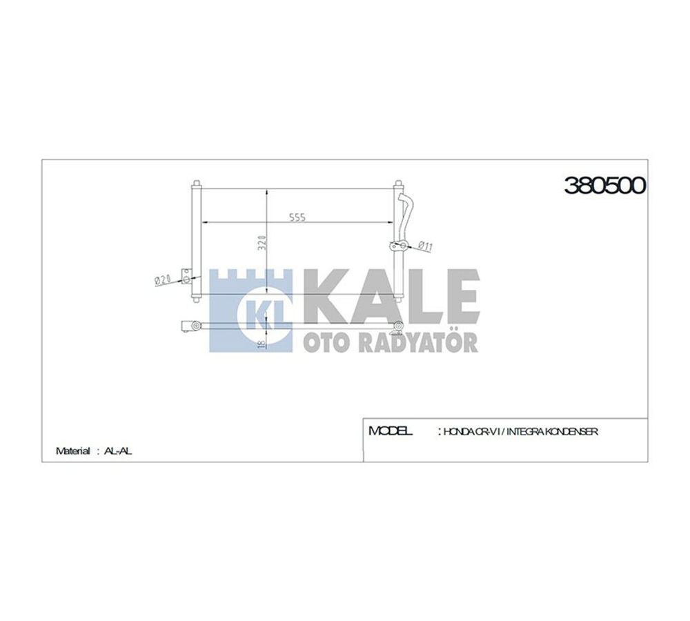 RADYATÖR KLİMA CRV 97-02 / INTEGRA 1.8I 97-00 / 581x366x16	