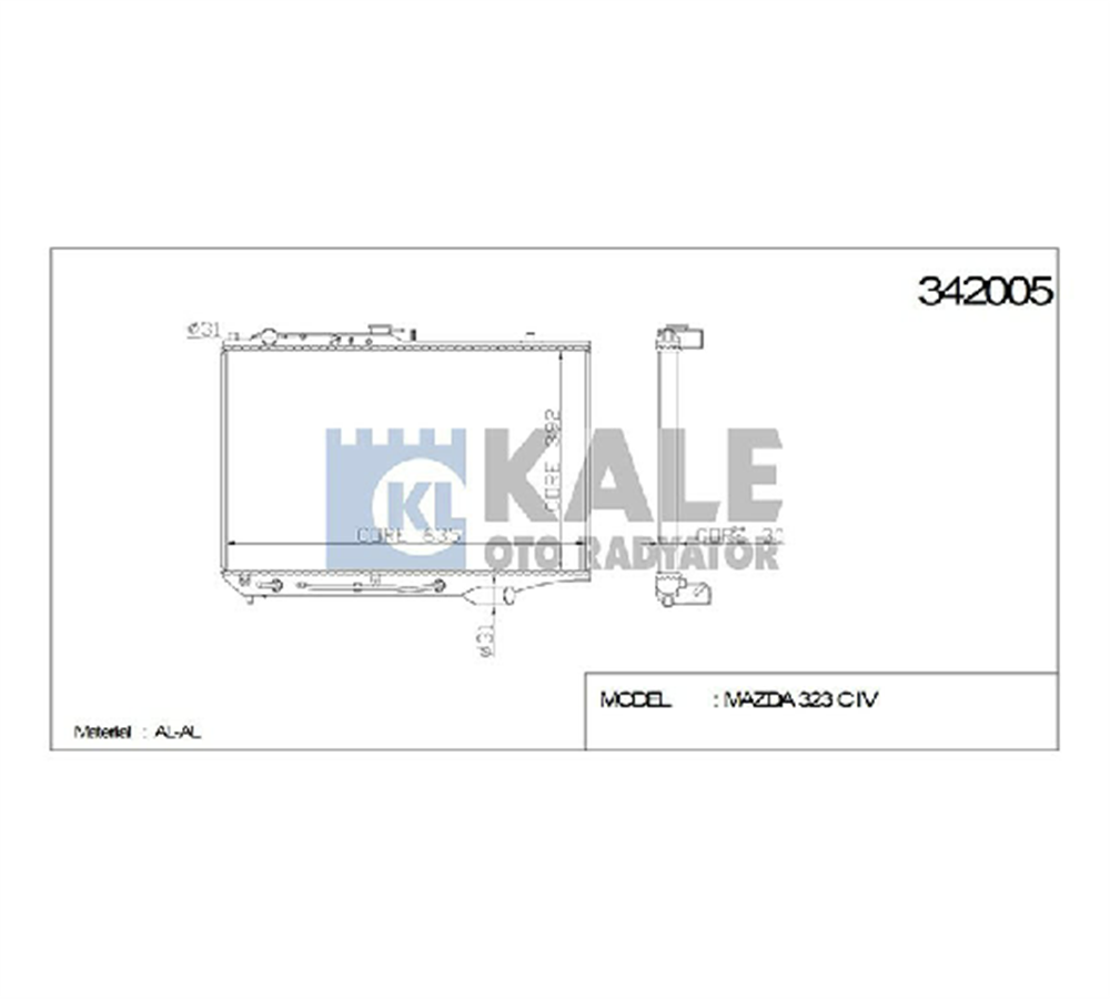 RADYATÖR SU 323 90-95 1.6 SEDAN A-T BRAZING