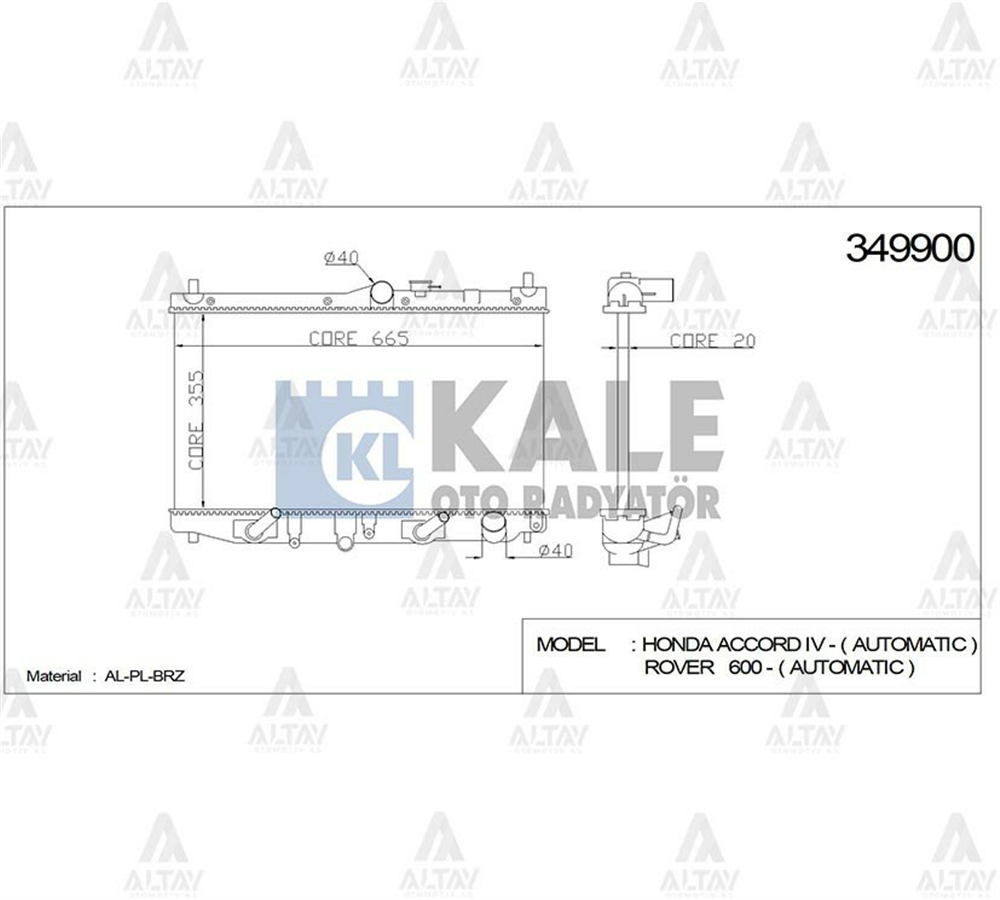 RADYATÖR SU ACCORD 90-93 / ROVER 16mm A-T BRAZING