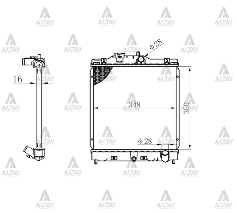 RADYATÖR SU CIVIC 92-00 16MM M-T BRAZING