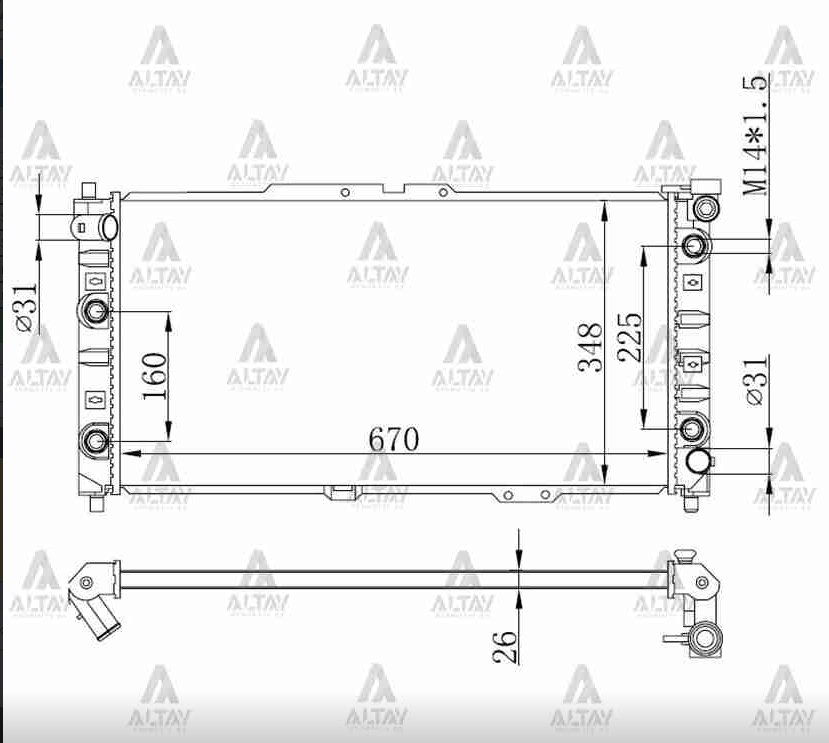 SOĞUTMA VE RADYATÖR RADYATÖR SU 323 95-98 1.8 LANTIS 26mm A-T BRAZING