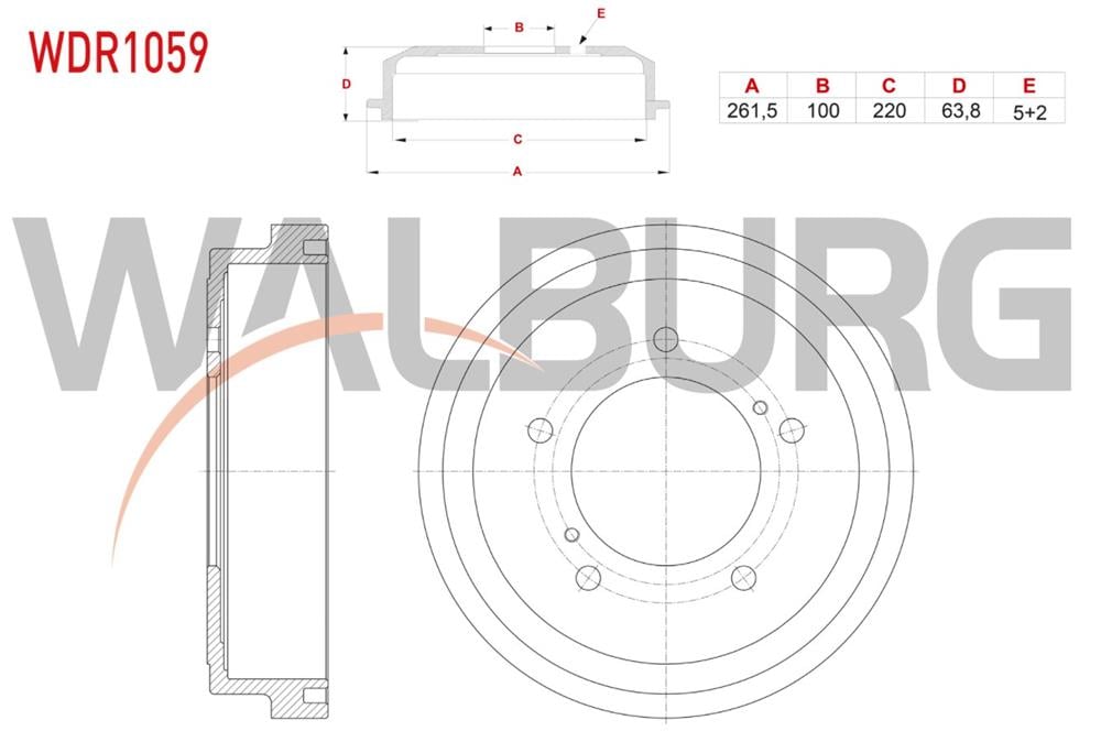 SUZUKI JIMNY 98-  ARKA FREN KAMPANASI 261MM 5 BIJON 43511-67D00 (WALBURG)