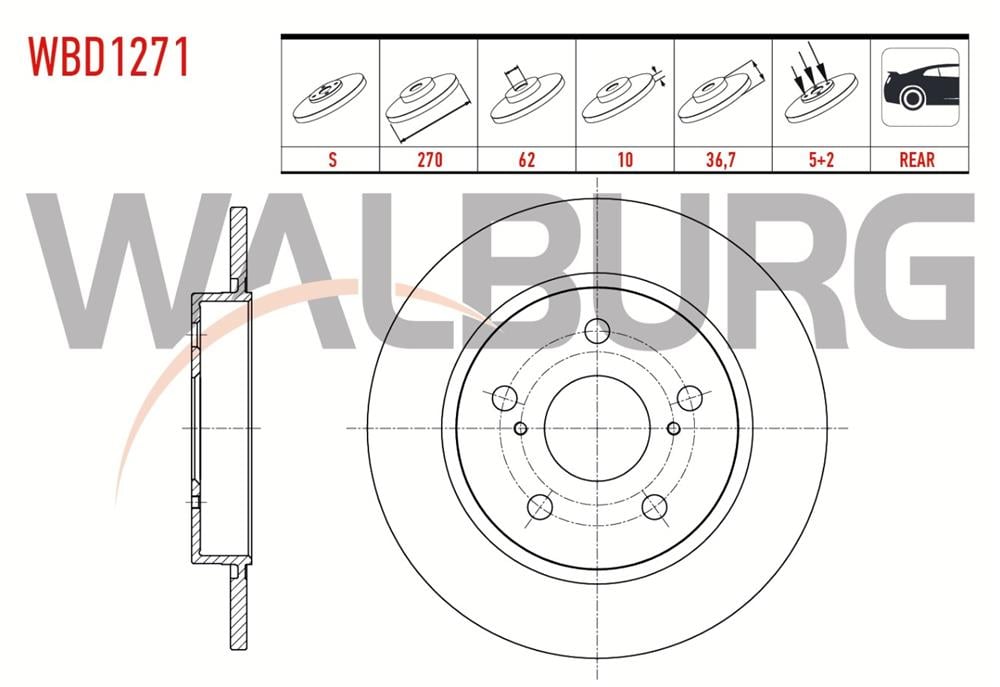 TOYOTA AURİS 08-18 ARKA FREN DİSKİ 270MM (WALBURG)
