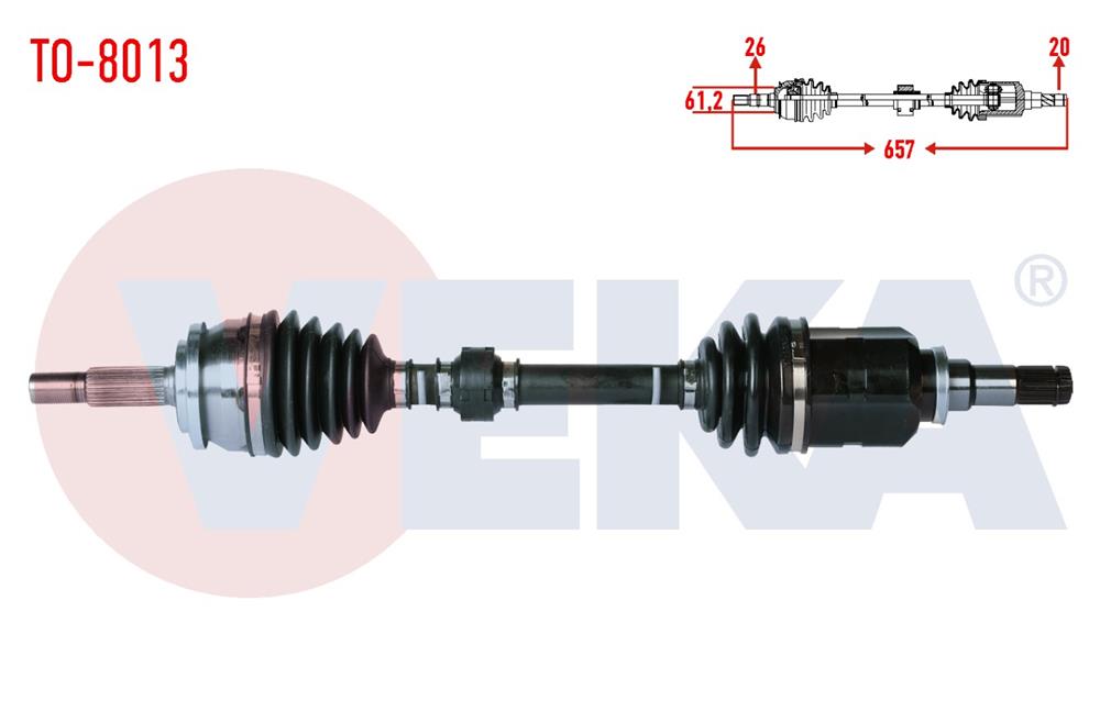 TOYOTA  AURİS 12=> AKS KOMPLE SOL 1,6 MANUEL 657MM (VEKA)