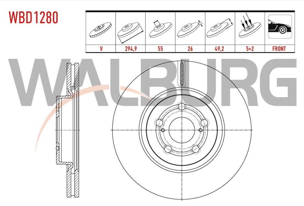 TOYOTA AVENSİS 03-08 ÖN FREN DİSK 295MM (WALBURG)