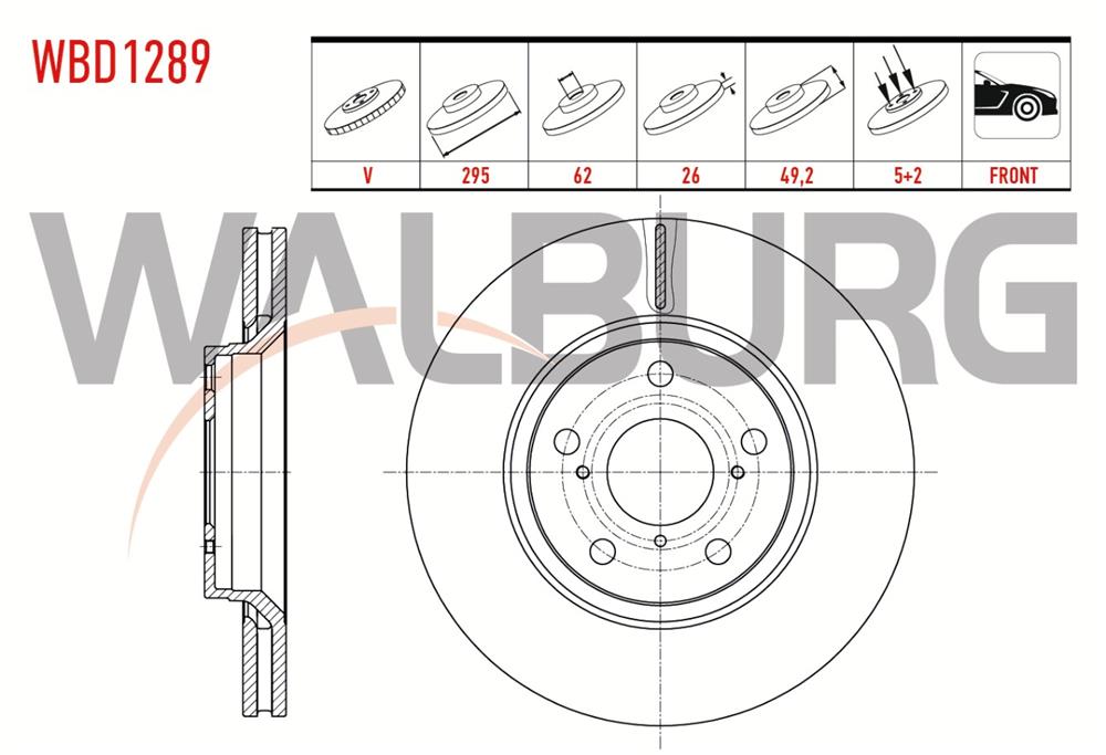 TOYOTA AVENSİS  09=> ÖN FREN DİSK 295 MM 5 BİJON (WALBURG)
