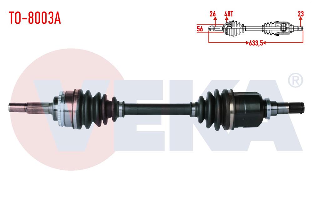 TOYOTA COROLLA 02-06 AKS KOMPLE SOL ABS'Lİ VVTİ 633,5MM (VEKA)