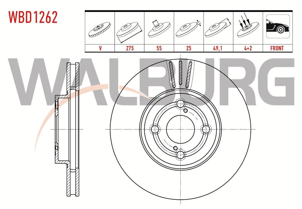 TOYOTA COROLLA 02-06 ÖN FREN DİSK DİZEL 275MM (WALBURG)