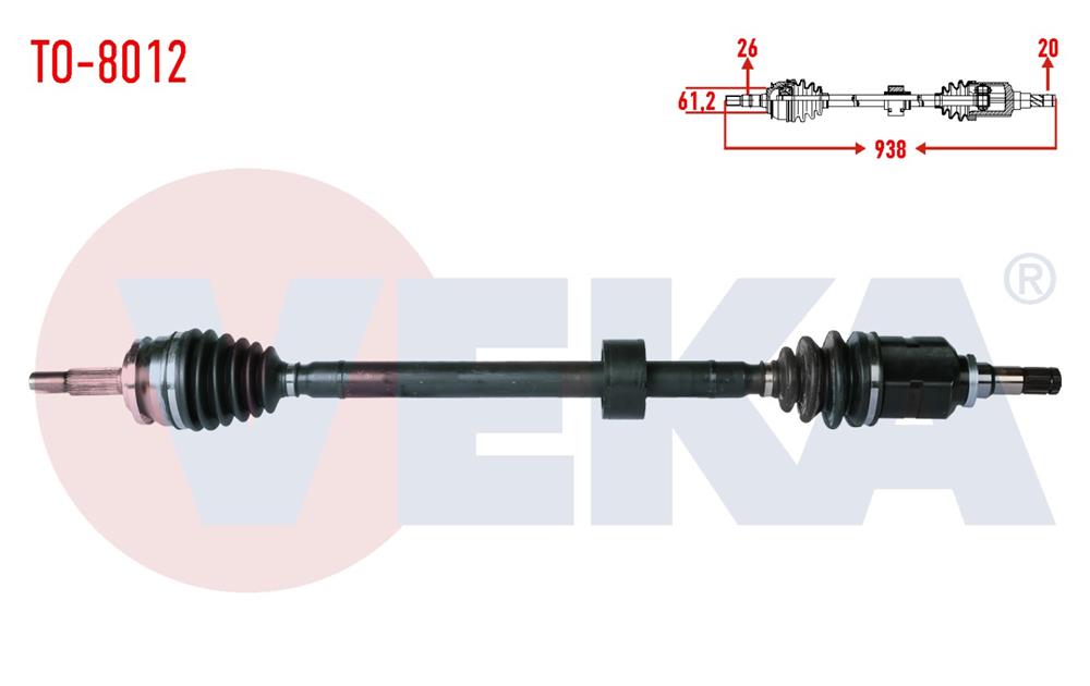 TOYOTA COROLLA 12=> AKS KOMPLE SAĞ 1,4 D-4D DİZEL 938MM (VEKA)