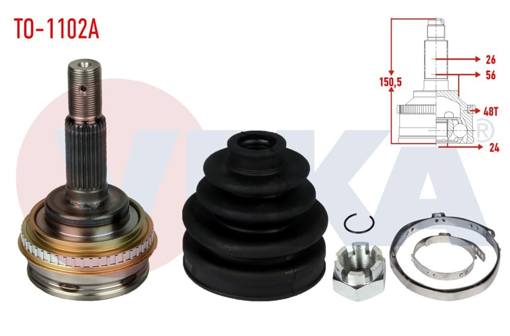 TOYOTA COROLLA 87-93 AKS KAFASI DIŞ SAĞ/SOL 1,6 ABS'Lİ 26X24X56 (VEKA)
