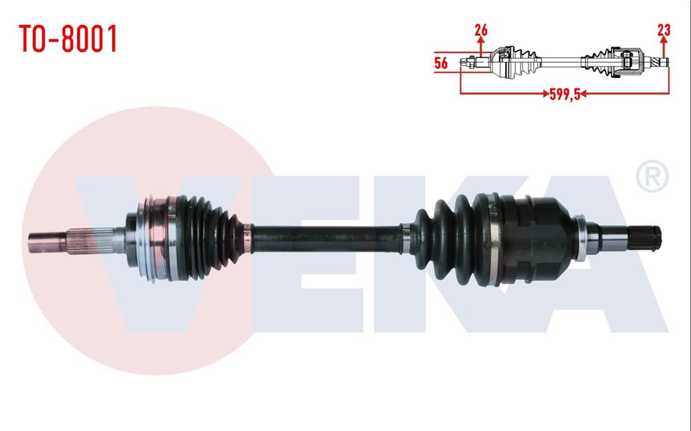 TOYOTA COROLLA 88-01 AKS KOMPLE SOL 599,5MM (VEKA)