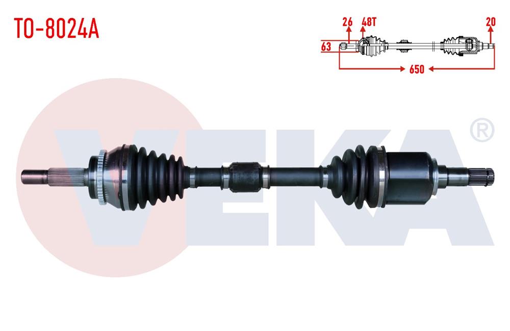 TOYOTA VERSO 04-09 AKS KOMPLE SOL 1,6 ABS'Lİ AT/MT 650MM (VEKA)