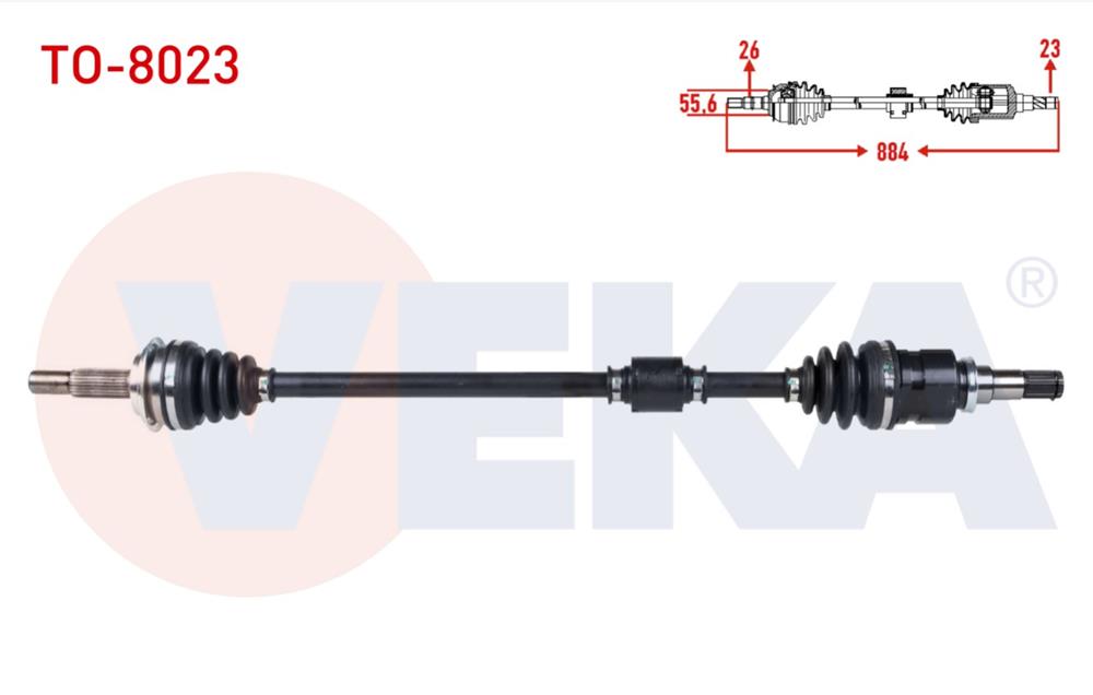 TOYOTA YARİS 06-10 AKS KOMPLE SAĞ 1,0CC 884MM (VEKA)