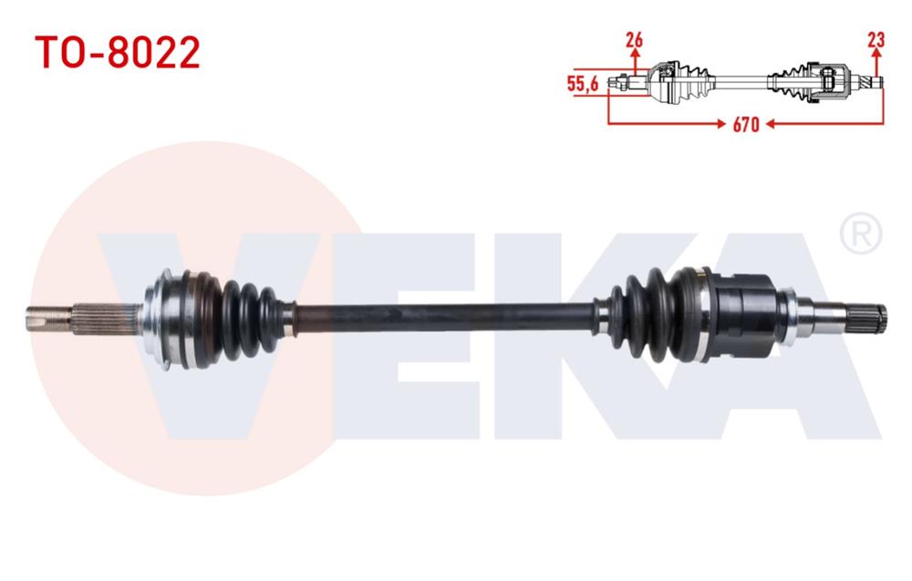 TOYOTA YARİS 06-10 AKS KOMPLE SOL 1,0CC 670MM (VEKA)