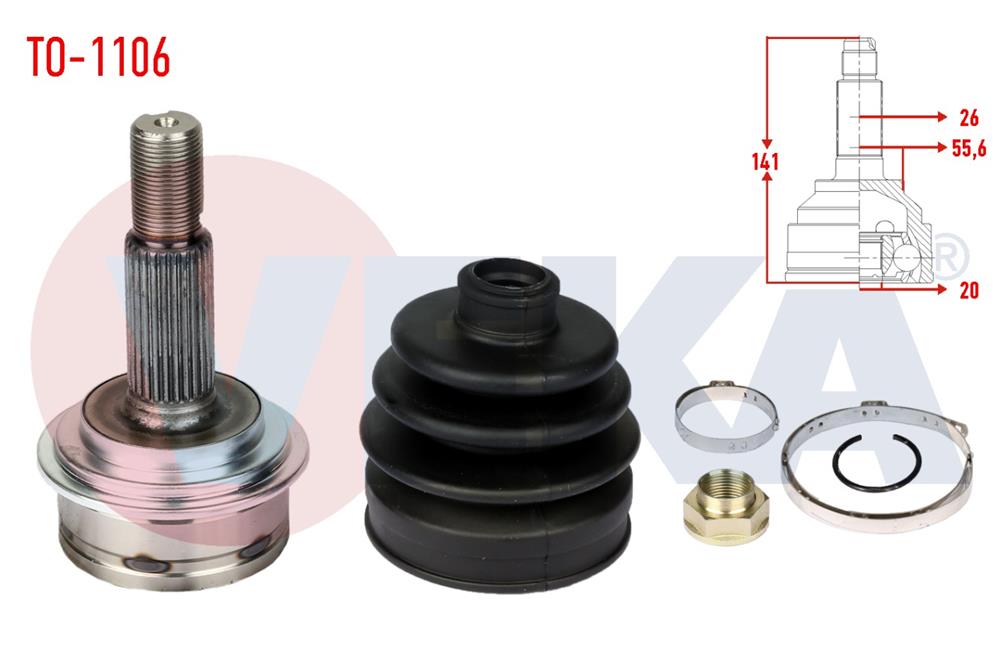 TOYOTA YARİS 06-11 DIŞ AKS KAFASI SAĞ/SOL 26X20X55,6 (VEKA)