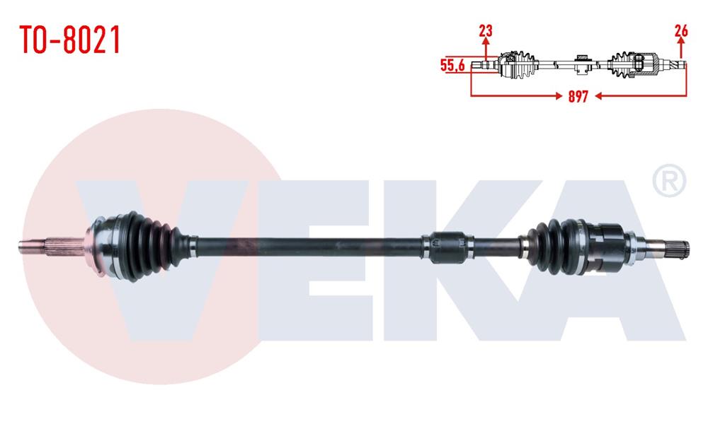 TOYOTA YARİS 06-12 AKS KOMPLE SAĞ 1,4 D-4D DİZEL 897MM (VEKA)