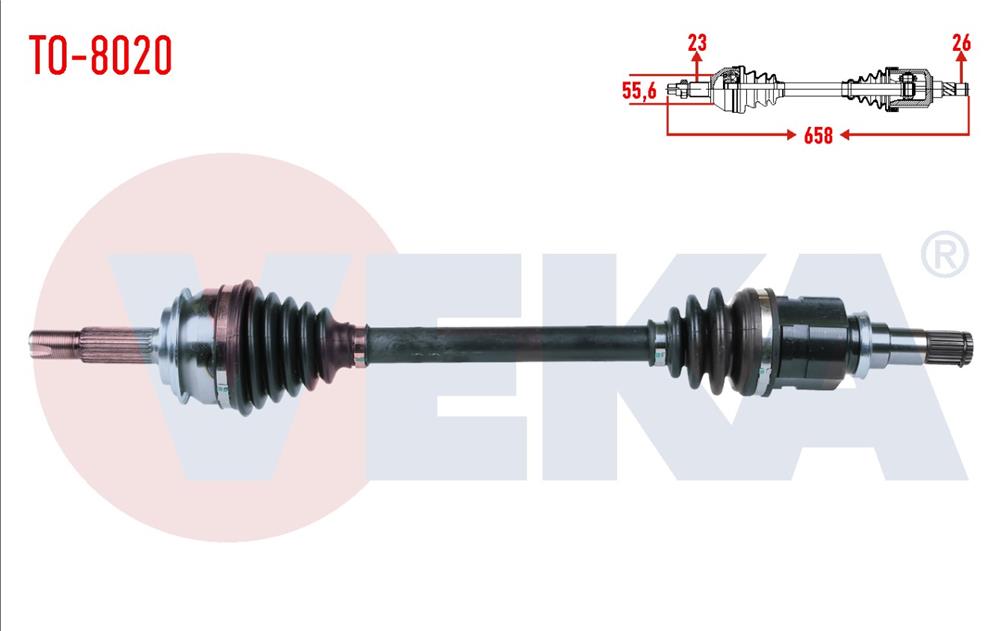 TOYOTA YARİS 06-12 AKS KOMPLE SOL 1,4 D-4D DİZEL 658MM (VEKA)
