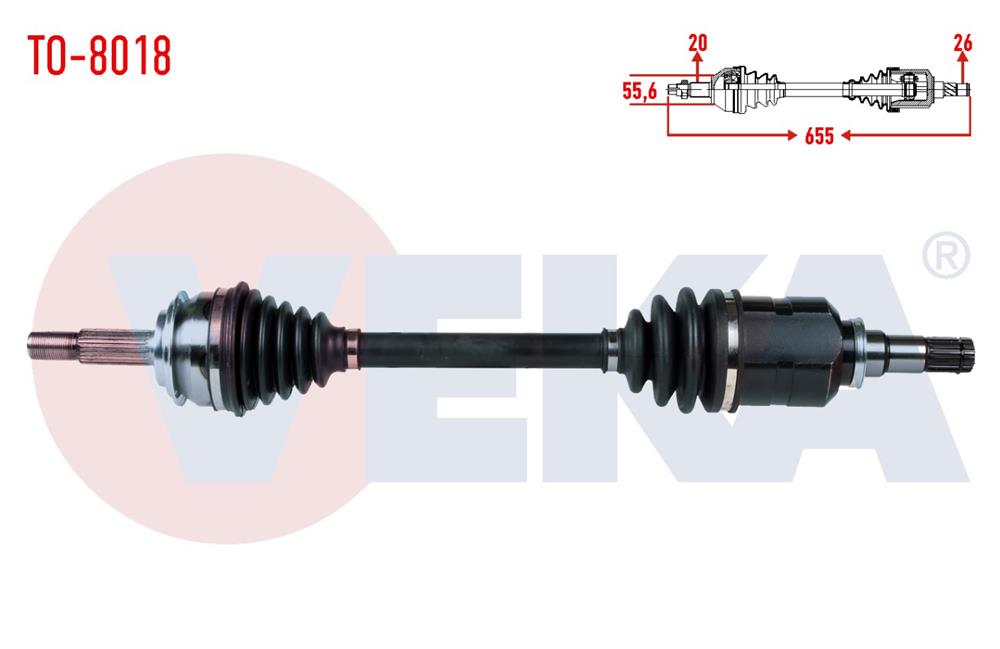 TOYOTA YARİS 06-12 AKS KOMPLE SOL 1,4 D-4D 655MM (VEKA)