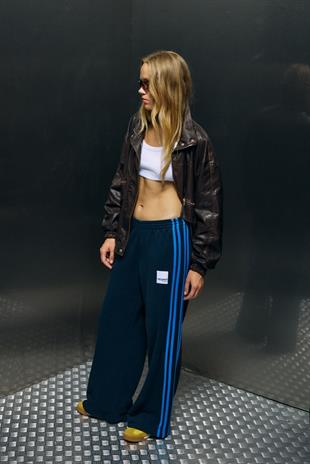 Lacivert Mavi Şeritli Wide Leg Eşofman Altı