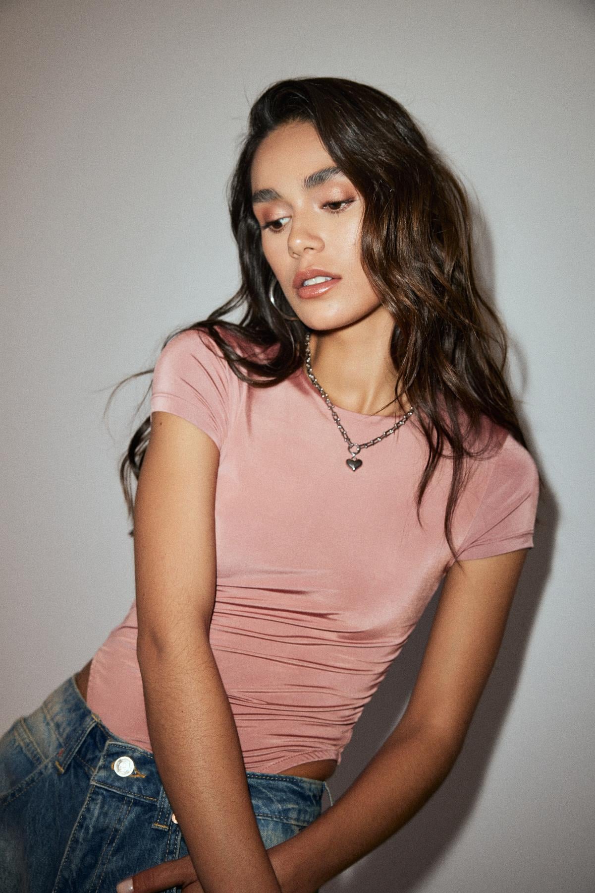 Gül Kurusu Bisiklet Yaka Kısa Kollu Body