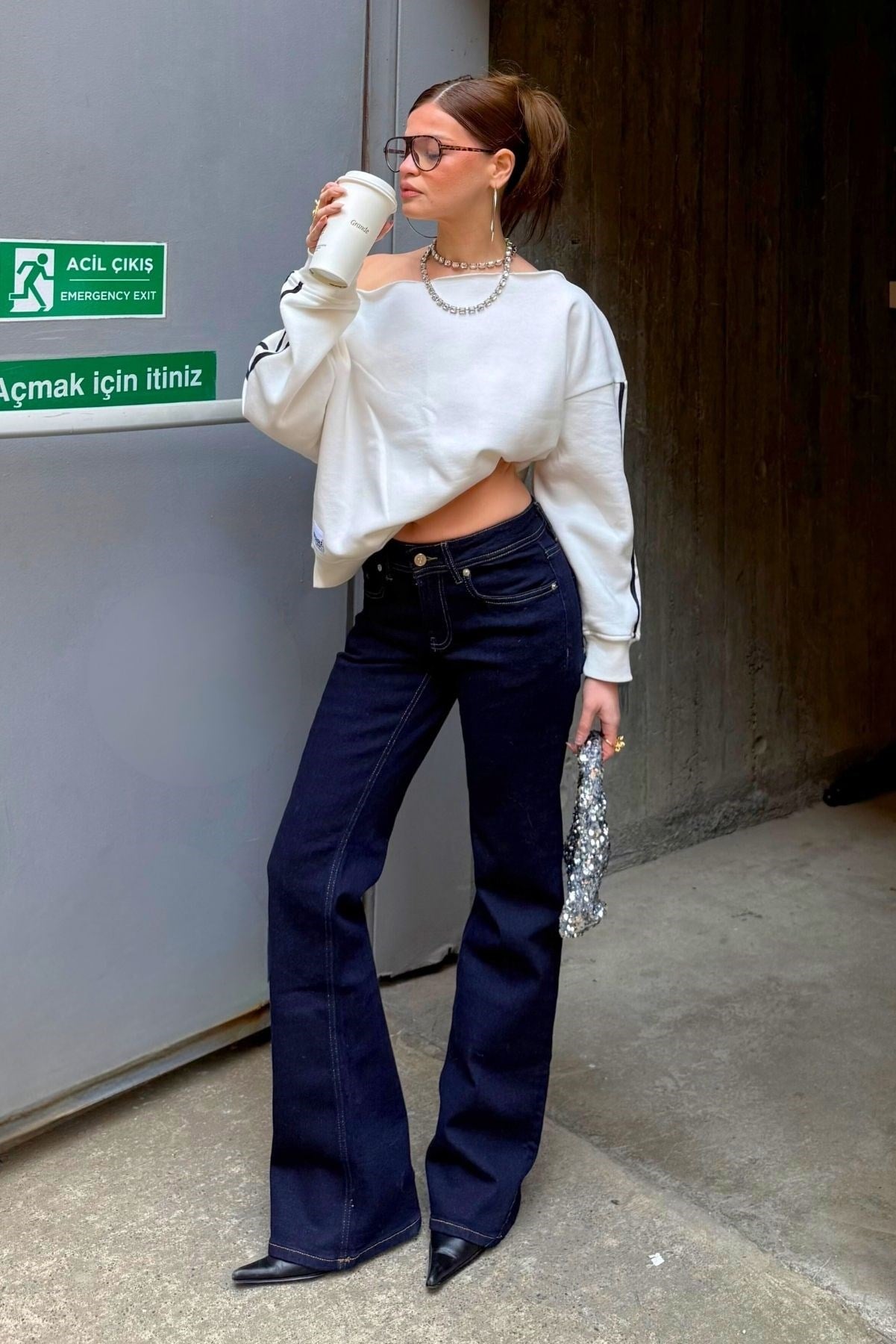 Lacivert Bootcut İspanyol Paça Düşük Bel Jean