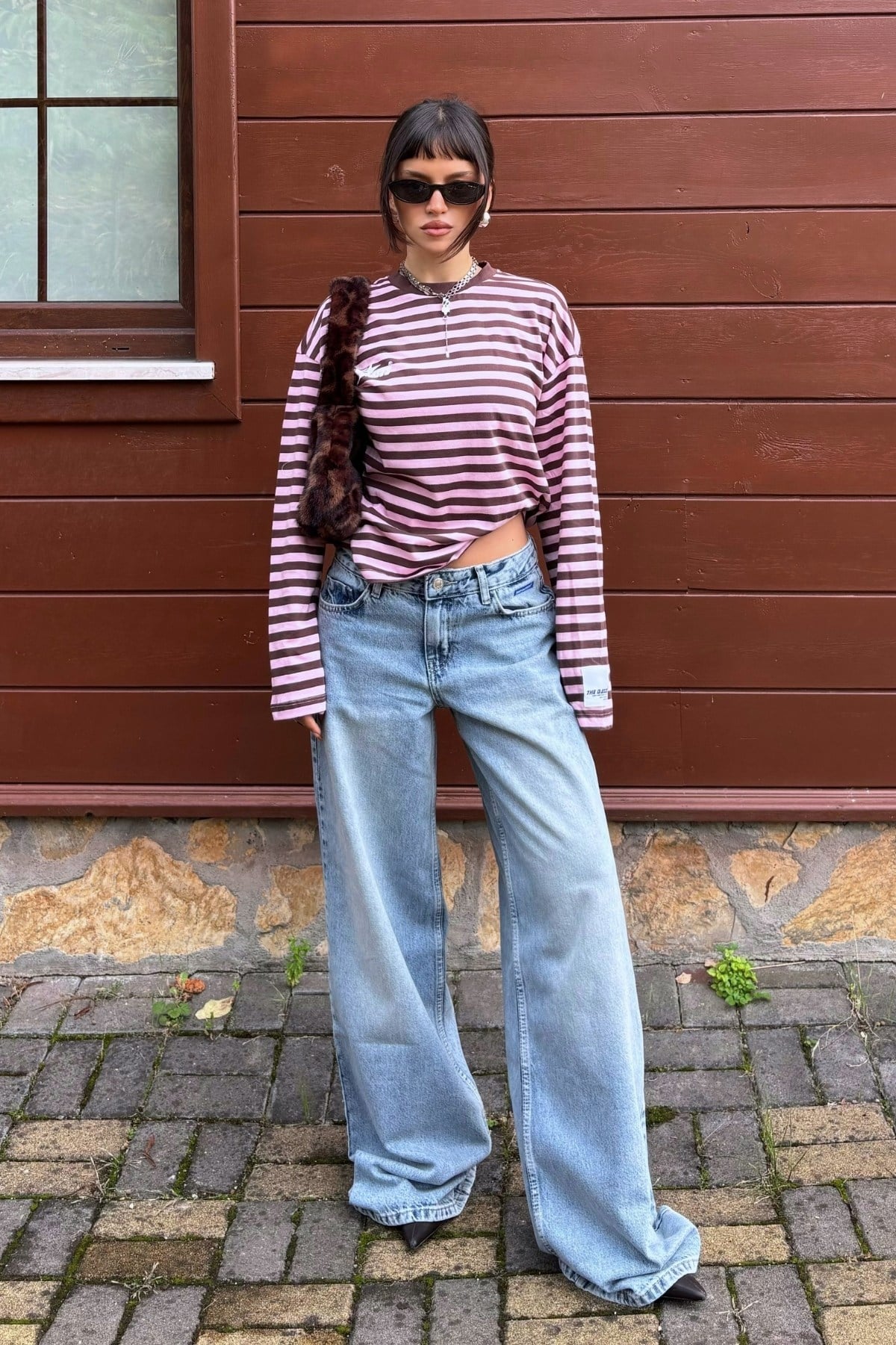 Mavi Düşük Bel Geniş Paça Jean