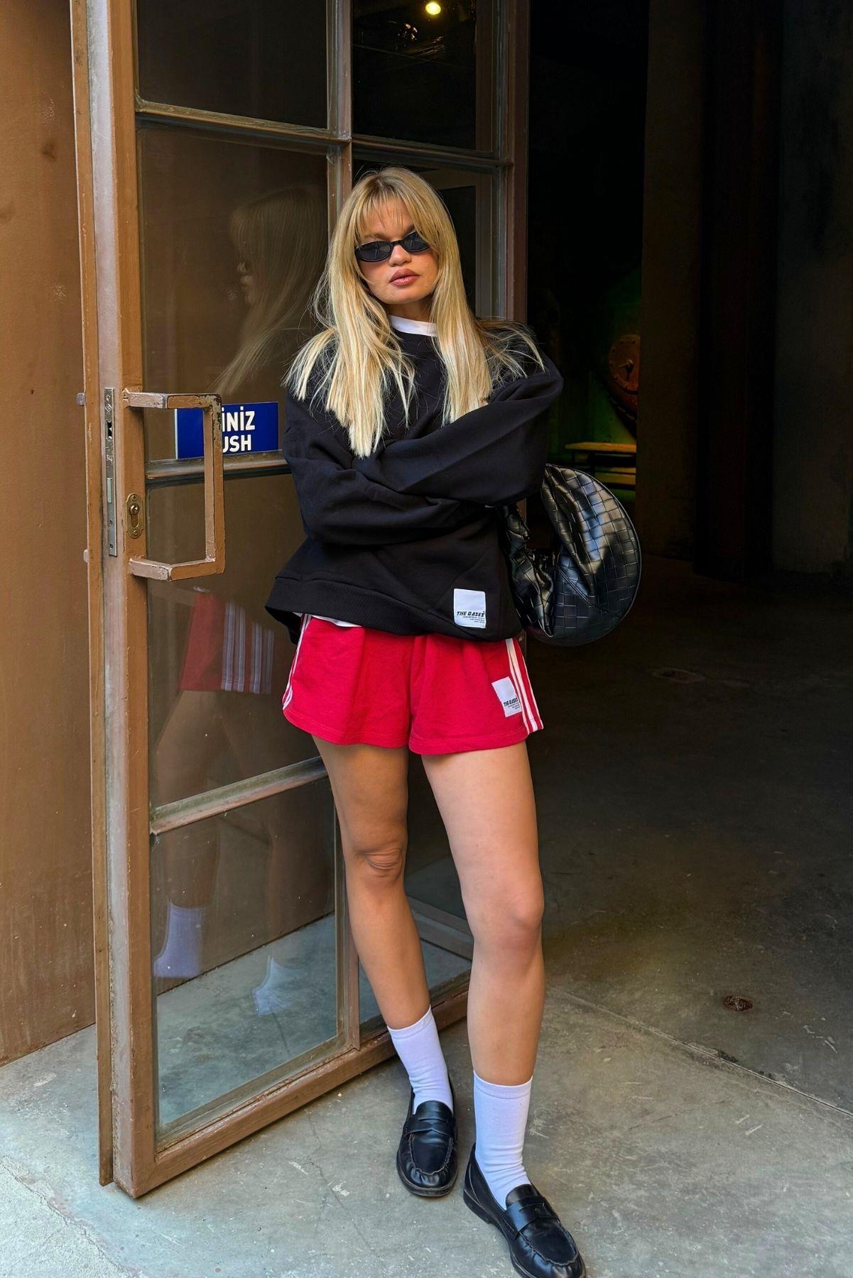 Siyah Basic Bisiklet Yaka Içi Polarlı Oversize Sweatshirt