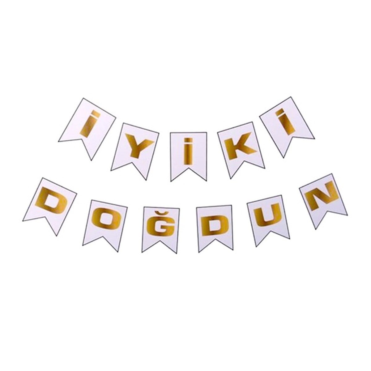 Beyaz – Gold  İyi Ki Doğdun Flama