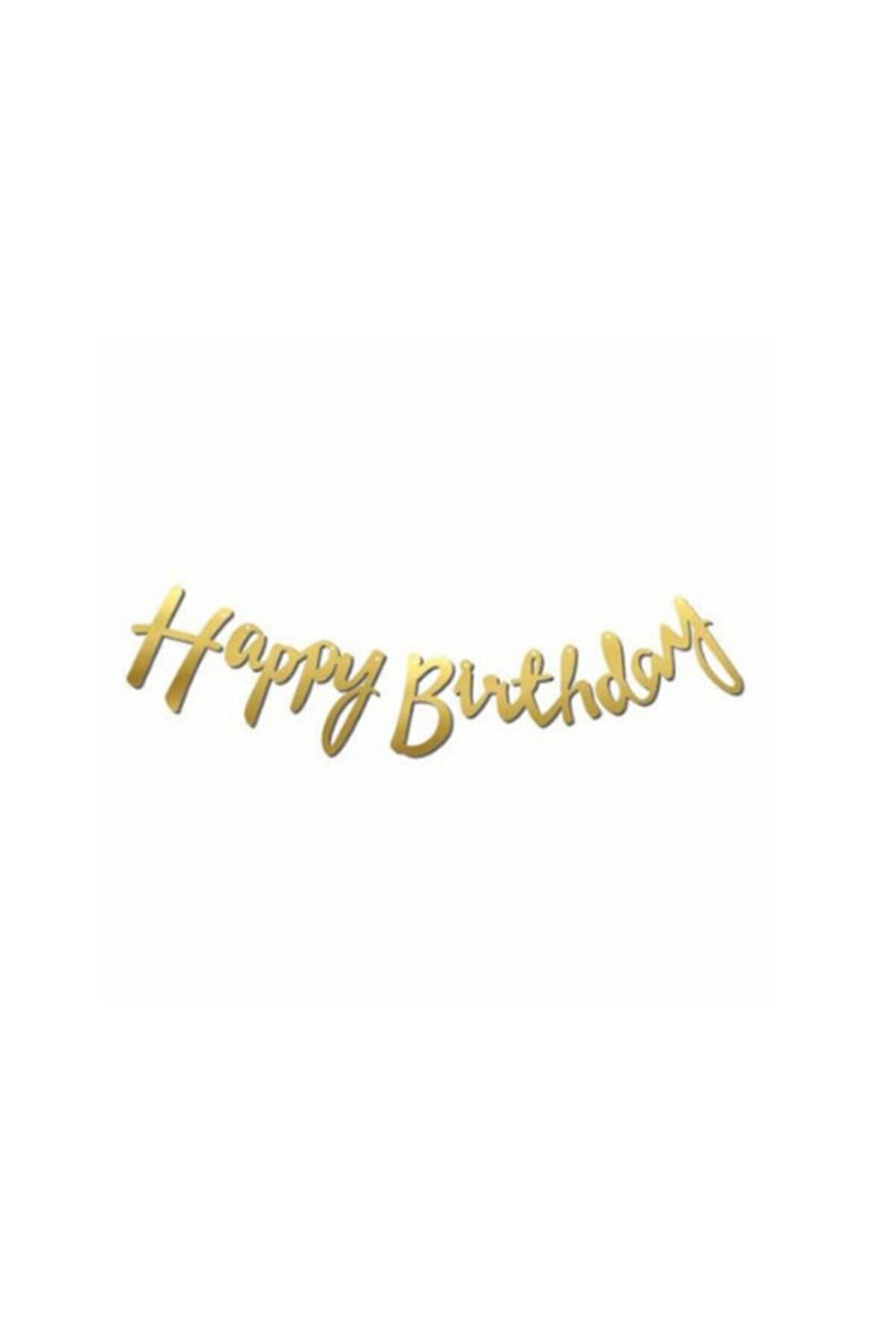Kaligrafi - El Yazısı Happy Birthday Flama Gold