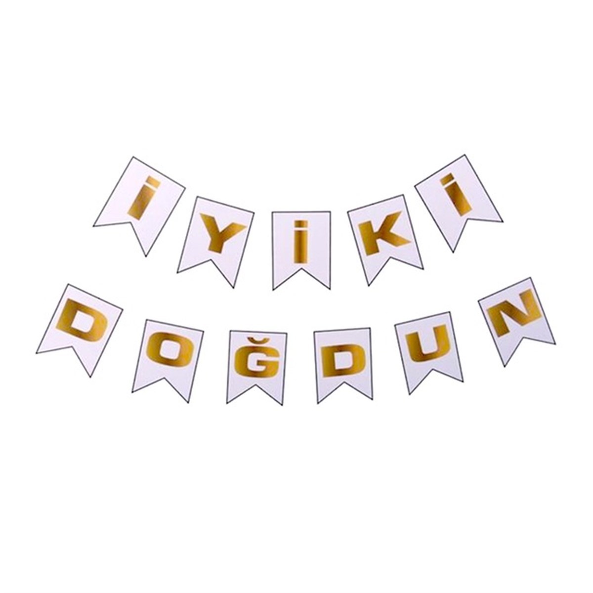 Beyaz – Gold  İyi Ki Doğdun Flama