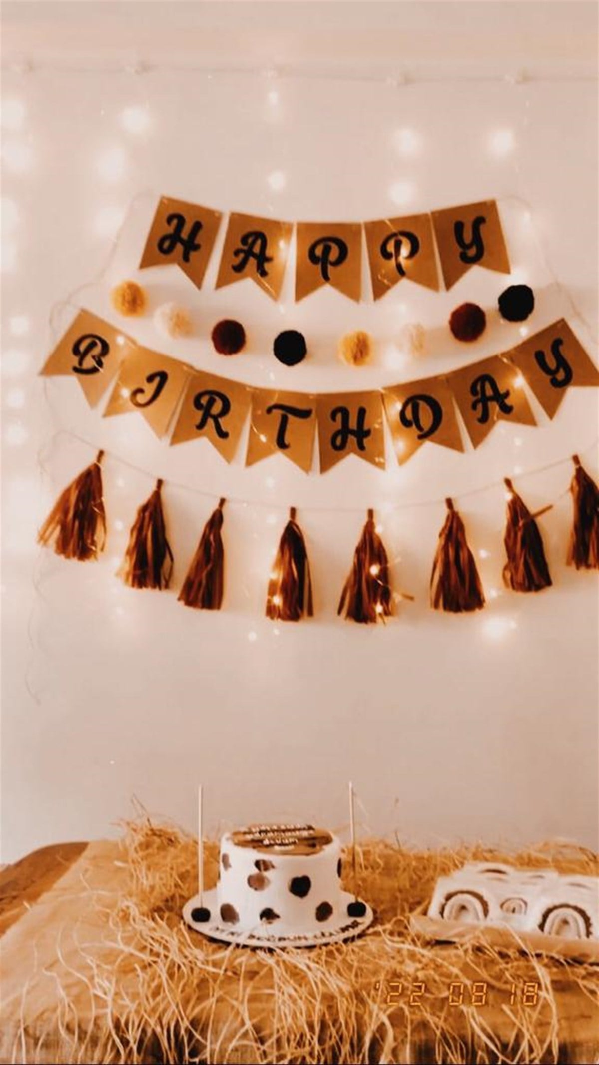 Happy Birthday Flama Ponpon Püskül Seti